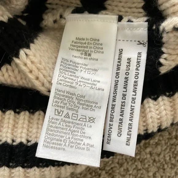 J. Crew Cable-knit mockneck pullover in stripe with jewel buttons - Picture 4 of 5